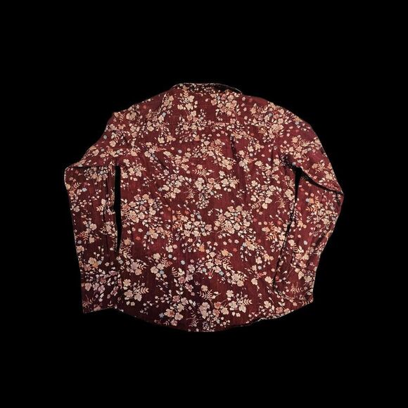 Van Heusen Burgundy Floral Button Down Shirt - Picture 2 of 4
